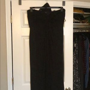 Black strapless gown with sash